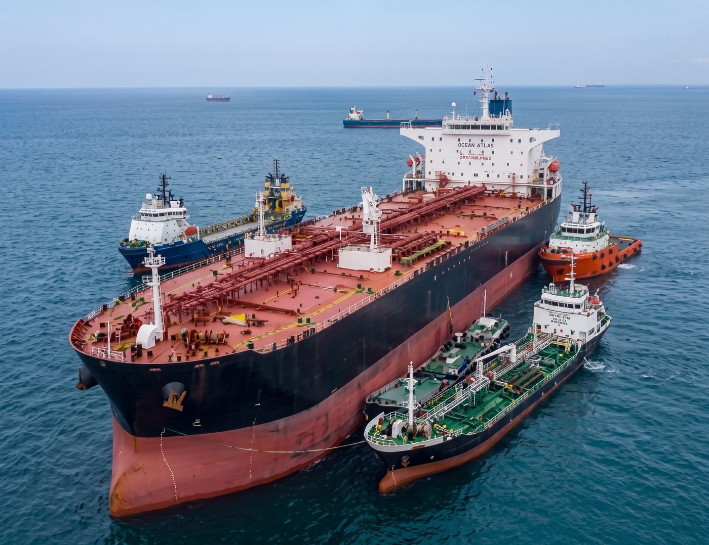Oil tanker vessels at sea