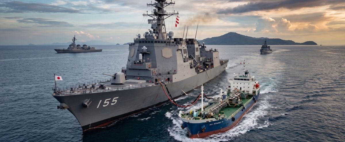 Bunkering vessel alongside a Japanese Navy ship